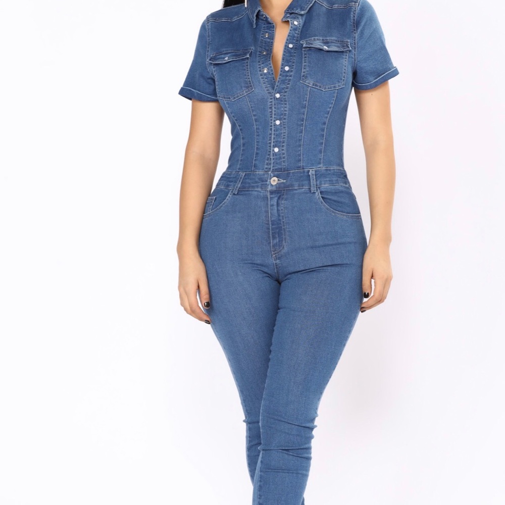 Fashion Nova autoshop demin jumpsuit